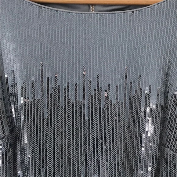 Vince Camuto Blue and Silver sequined dress zippered back SZ 8 - Picture 4 of 6